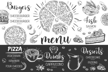 Wall Mural - Restaurant cafe menu, template design. Food flyer.