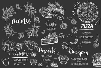 Wall Mural - Restaurant cafe menu, template design. Food flyer.