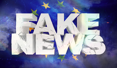 Wall Mural - Fake news concept. Fabric texture of the flag of European Union