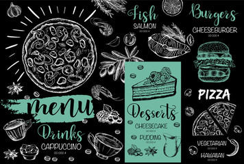 Poster - Restaurant cafe menu, template design. Food flyer.