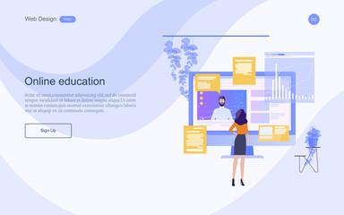 Modern flat design concept of education for website and landing page template.Online education, training and courses, learning, Vector illustration.