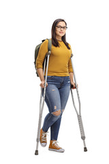 Female student with crutches