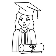 Poster - young student graduated girl with diploma