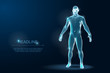 Human Body 3D Polygonal Wireframe Blueprint. Vector Illustration