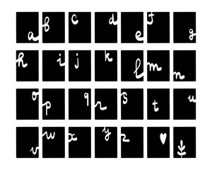 Wall Mural - Black and white font hand drawn alphabet in graphic form