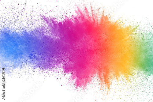 Cuadros en Lienzo Colorful powder explosion on white background