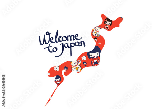 Welcome To Japan Icon Or Banner Template With Lettering