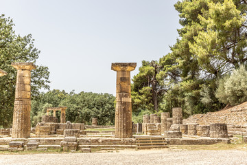 Wall Mural - Ruins of large Greek columns well preserved in the Acropolis