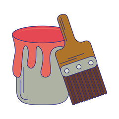 Sticker - Paint bucket and brush tools blue lines