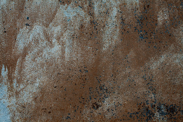 Rusted on surface of the old iron, deterioration of the steel, decay and grunge texture background. Old metal iron panel. 