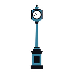 Street clock flat illustration on white