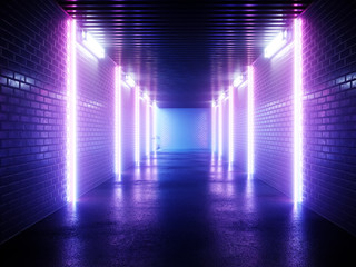 Wall Mural - Neon background. Cyberpunk electronic night background concept. 3d rendering.