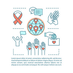 Poster - World cancer day concept linear illustration