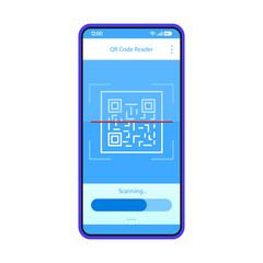 QR code scanning app interface vector template