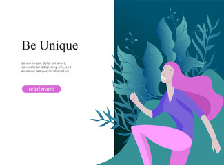 Wall Mural - Web page design template for beauty dreams, International Womens Day, girls power, wellness, body care, healthy life, design vector illustration concept for website and mobile website development