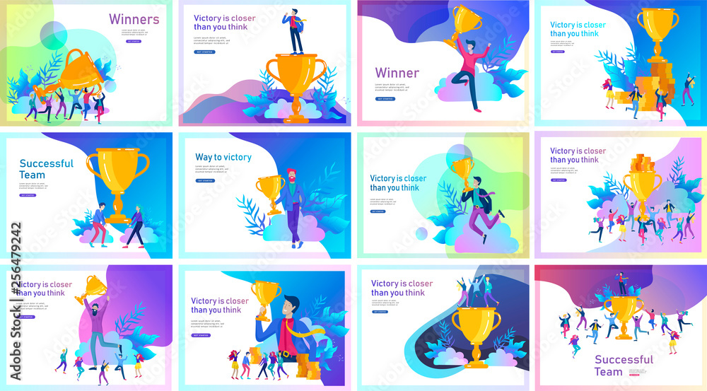 Business Team Success hold Golden winner cup, concept of people are ...