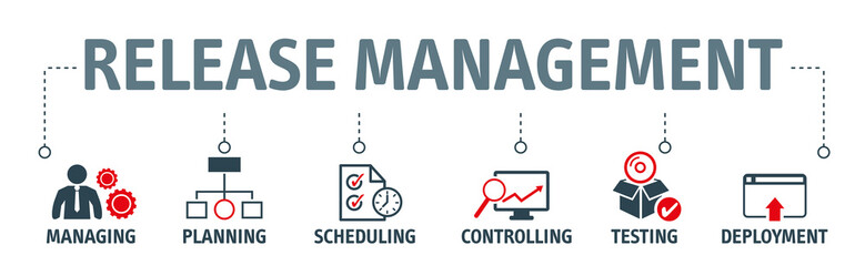 banner release managing vector illustration concept - related items