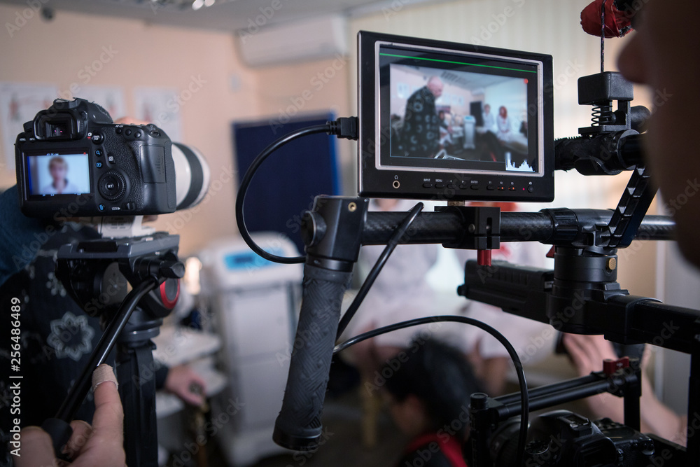 Video cameras on the set, backstage movie scenes Stock Photo | Adobe Stock