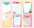© tandav - Templates for notes, to do and buy lists.Organizer,planner,schedule for your design.Summer hand drawn blanks with tropical leaves,ice cream and fruits-pineapple,watermelon,lemon.Vector illustration.