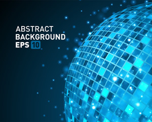 Wall Mural - abstract wire 3d sphere technology and glow light effect