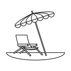 Wall Mural - beach chair with umbrella scene