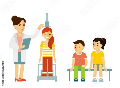 Children Height Measurement Concept Doctor Measures The