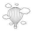 Hot air balloon with clouds for coloring book . Vector illustration