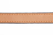Brown leather belt strap closeup isolated on white.