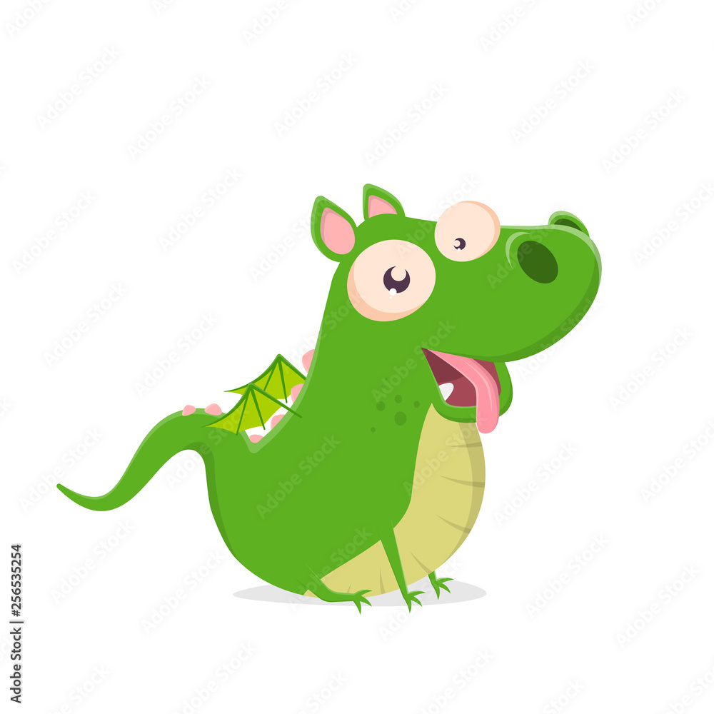 funny cartoon dragon looking like a dog Stock Vector | Adobe Stock