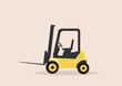 yellow forklift on isolated background, flat vector.