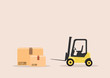 forklift picking load.  Forklift and boxes flat vector
