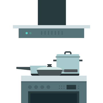 Cooking hob with extractor fan vector flat isolated