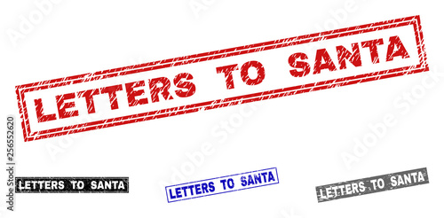 Grunge Letters To Santa Rectangle Stamp Seals Isolated On A White