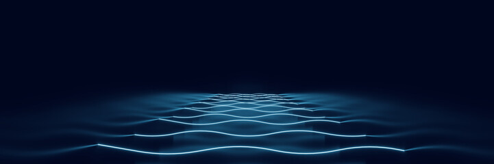 Wall Mural - 3d rendering neon lights background. bright neon lines background. intelligence artificial. abstract
