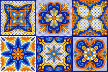 Mexican Talavera Ceramic Tile Pattern. Ethnic Folk Ornament.