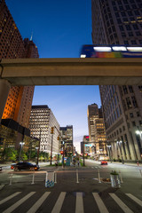 Sticker - Street view of downtown area of Detroit in the United State