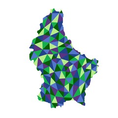 Wall Mural - Luxemburg isolated polygonal map low poly style blue and green colors