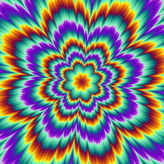 Wall Mural - pulsing fiery flower. optical illusion of movement.