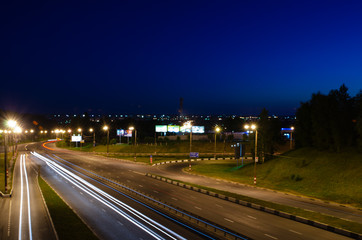 traffic in city at night