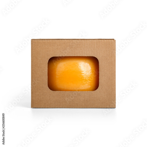 Cheese Wheel In Cardboard Box Isolated On White Background Packaging Template Mockup Collection With Clipping Path Included Front View Buy This Stock Photo And Explore Similar Images At Adobe Stock