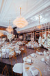 rustic wedding decorations with flowers and candles. banquet decor. picture with soft focus