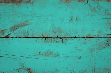 Wall Mural - Blue wood texture, top view of wooden table. Close up of colored rustic wall background, texture of old top table, grunge background