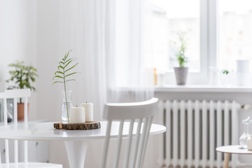 Home interior with white table