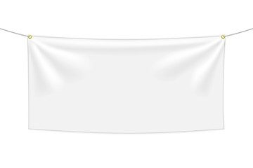 Wall Mural - white textile banner with folds