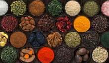 Background With Bowls Of Spices
