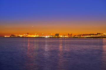 Wall Mural - Tarragona port sunset in Mediterranean