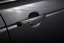 Close Up Of Door Handle On Black Car