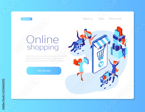 Online Shopping Web Page Design Template People Around Intertnet