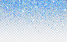 Blue Glitter Sparkle On A Transparent Background. Blue Vibrant Background With Twinkle Lights. Vector Illustration