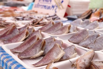 Canvas Print - Dried fish at the market